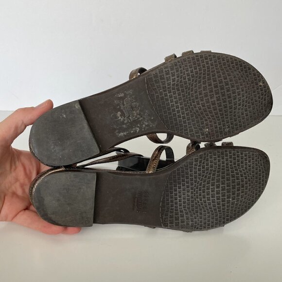 Stuart Weitzman Strappy Gladiator Flat Sandals Zipped Open-Toe Bronze Brown 6 - Picture 5 of 12
